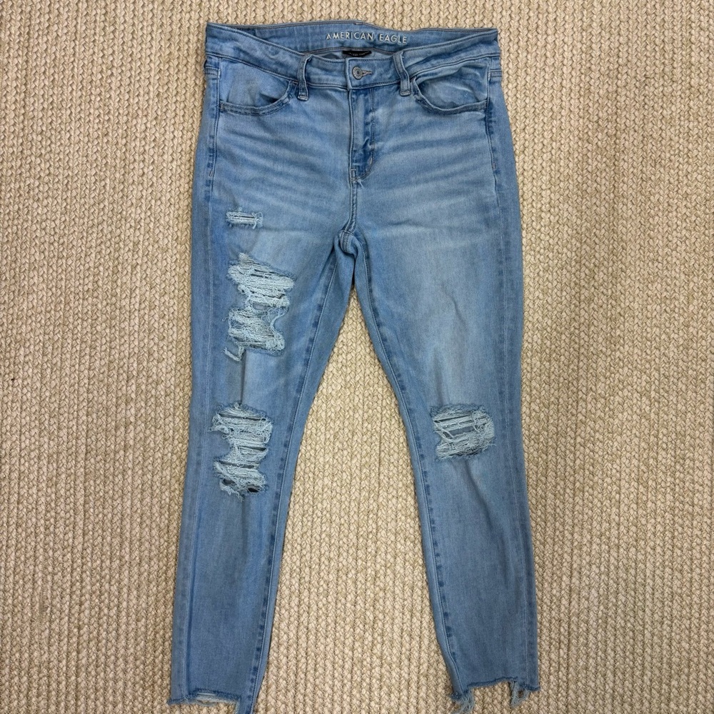 American Eagle Sz 10 Short Jeggings Bundle(2) Distressed Next Level Stretch - Picture 2 of 16
